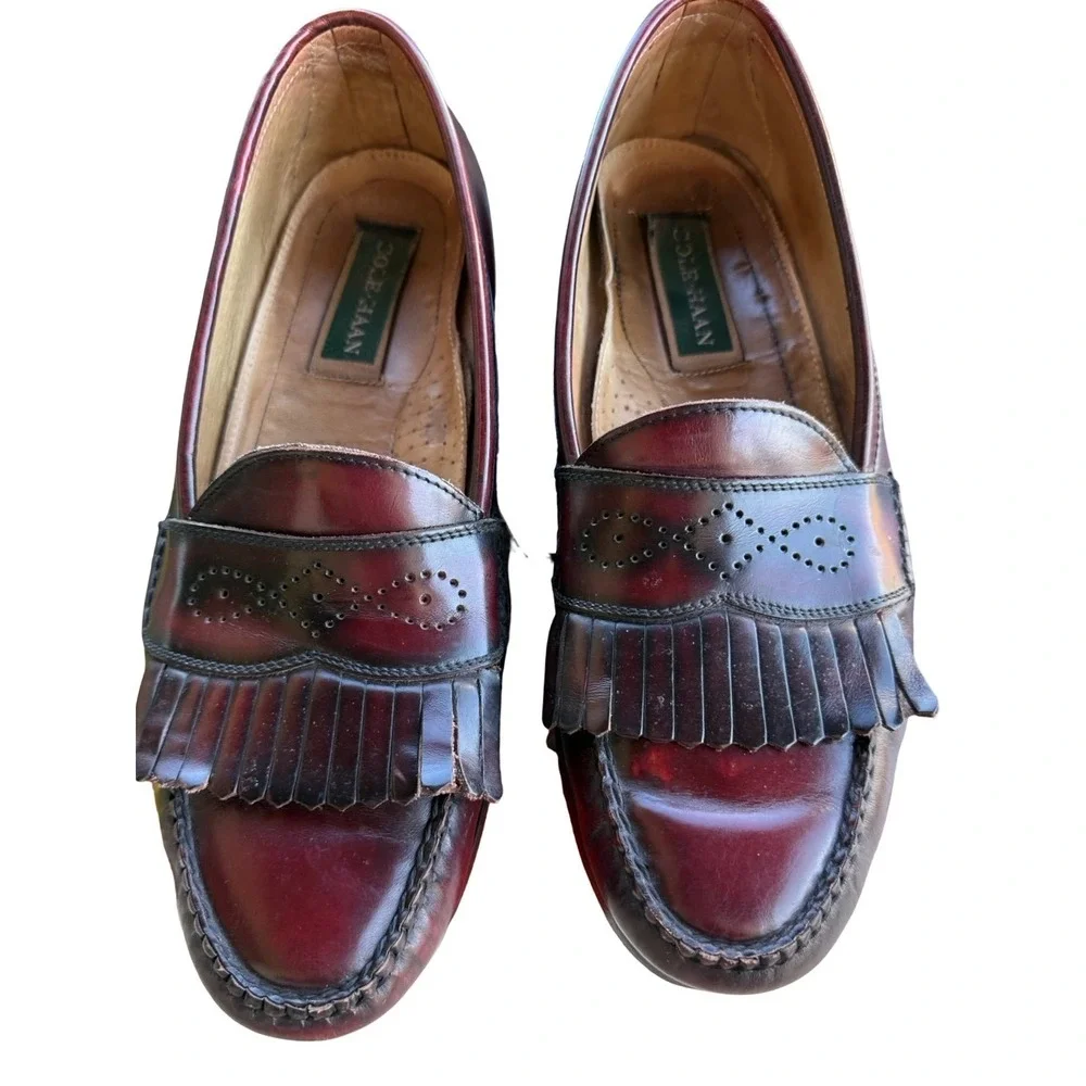 Cole Haan Burgundy Oxblood‎ Tassel Kiltie Loafers Men's 9
